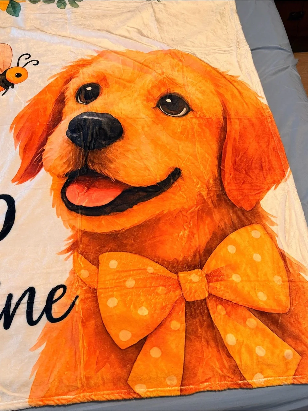 Hello Sunshine Orange Dog Plush Throw Blanket